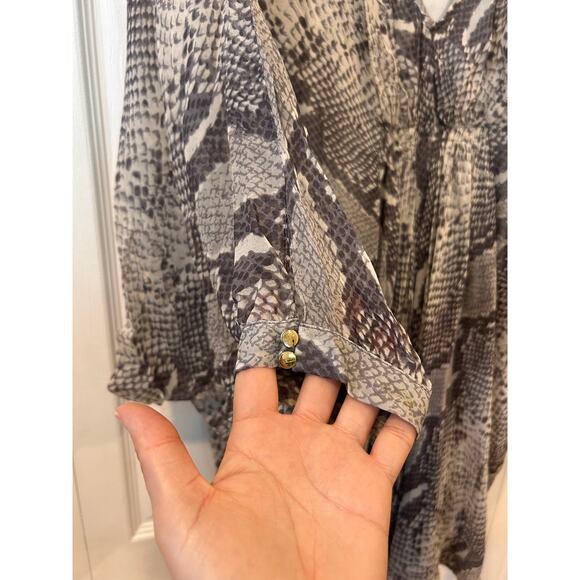 Diane von Furstenberg Fleurette Silk Chiffon Kaftan Dress Snakeskin Size 6 - Picture 7 of 10